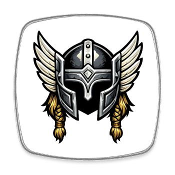 Valkyrie Helm mit Flügeln - Viereckiger Kühlschrankmagnet - Weiß - Vorne