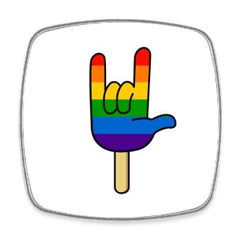 Rock ´n Roll - I Love You, Eis am Stiel Regenbogen - Viereckiger Kühlschrankmagnet - Weiß - Vorne
