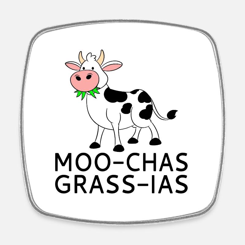 Moo-chas Grass-ias - Square fridge magnet - white