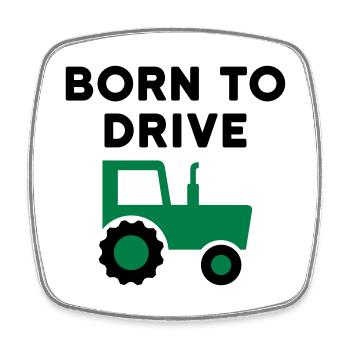 Born to drive tractors (Traktor mit Verdeck) - Viereckiger Kühlschrankmagnet - Weiß - Vorne