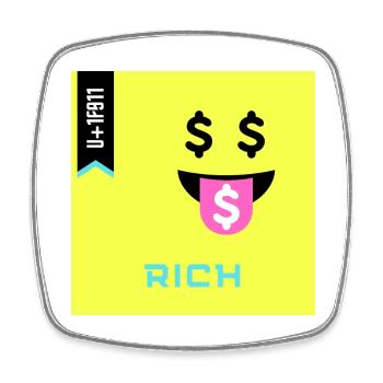 Emoji Day 2022 - Emoji Rich - Design A - Square fridge magnet - white - Front