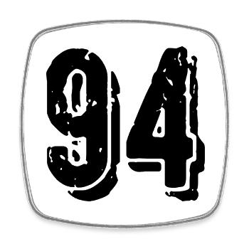 94 number jersey - Square fridge magnet - white - Front