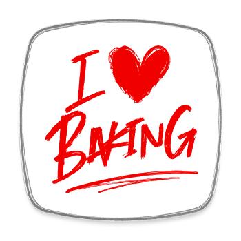 I love baking - Square fridge magnet - white - Front