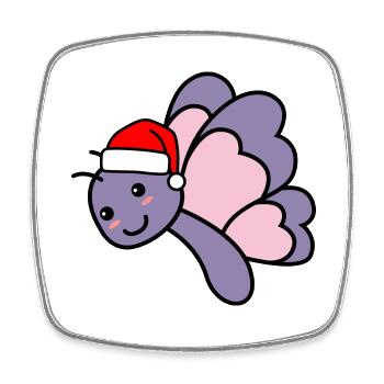 Butterfly Comic Noël Noël - Magnet carré - blanc - Devant