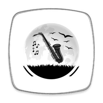 Saxophone Saxophonist "Jazz Romanticism" Saxophone Music - Square fridge magnet - white - Front