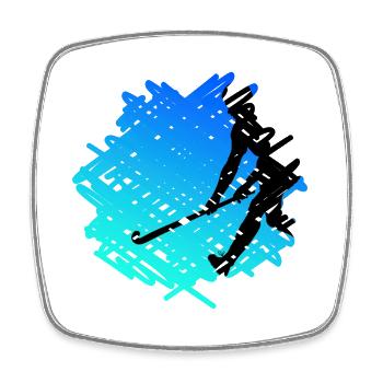 Field hockey hockey fan articles "blue Hockey-art" - Square fridge magnet - white - Front