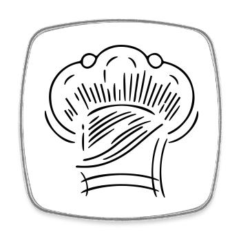 Chef chapeau de chef - Magnet carré - blanc - Devant