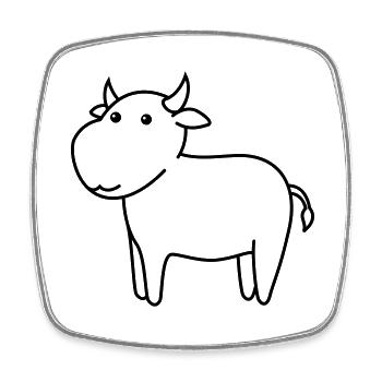 Stier Comic Tier - Viereckiger Kühlschrankmagnet - Weiß - Vorne
