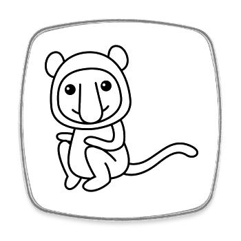 Monkey comic animal - Square fridge magnet - white - Front