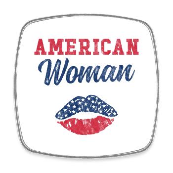 Amerikanische Frau USA Lippen - Viereckiger Kühlschrankmagnet - Weiß - Vorne