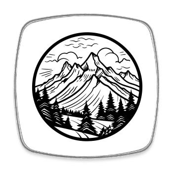 Mountains Symbol Silhouette - Square fridge magnet - white - Front