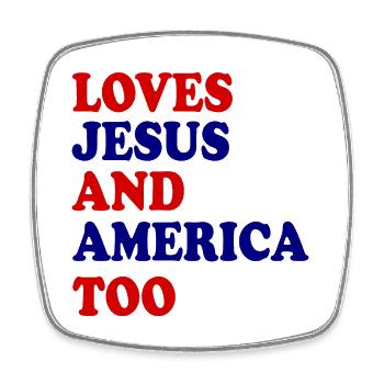 loves jesus and america too - Viereckiger Kühlschrankmagnet - Weiß - Vorne