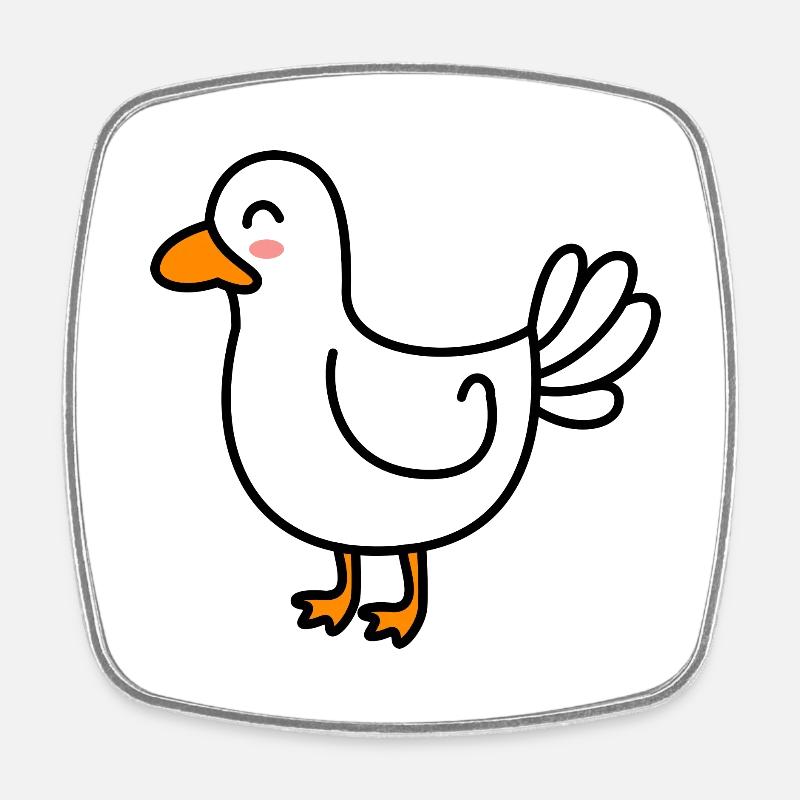 Gans Comic Tier - Viereckiger Kühlschrankmagnet - Weiß