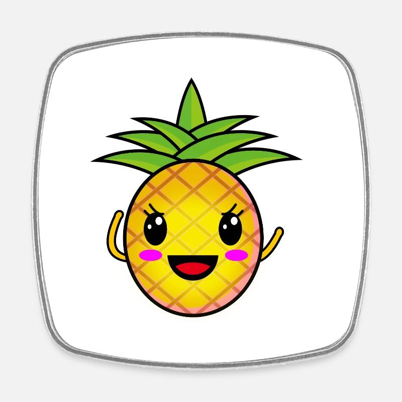 Cute Baby Pineapple - Square fridge magnet - white
