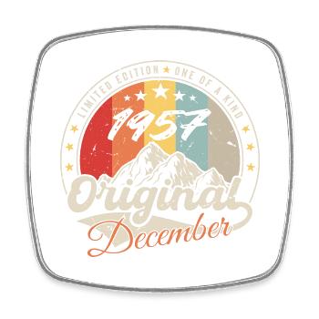 Vintage Cadeau D'anniversaire - Décembre 1957 - Magnet carré - blanc - Devant