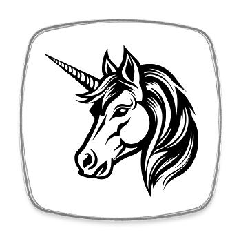 Einhorn Kopf - Viereckiger Kühlschrankmagnet - Weiß - Vorne