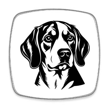 Beagle Hund Kopf - Viereckiger Kühlschrankmagnet - Weiß - Vorne