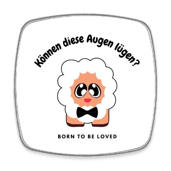 Schaf. Können diese Augen lügen? - Viereckiger Kühlschrankmagnet - Weiß - Vorne
