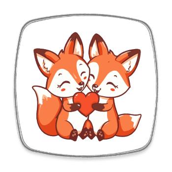 Fuchs Comic Paar Liebe - Viereckiger Kühlschrankmagnet - Weiß - Vorne