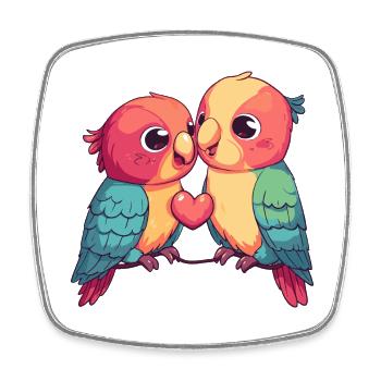 Parrot Comic Couple Love - Square fridge magnet - white - Front