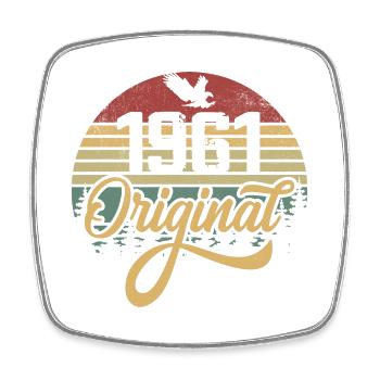 Original 1961 Vintage - 1961 Birthday Gift - Square fridge magnet - white - Front