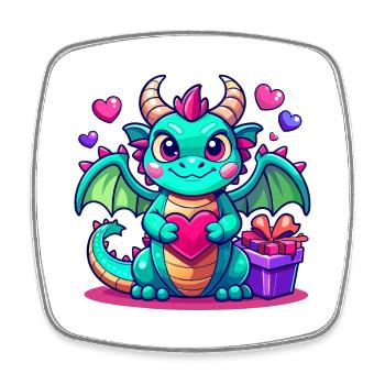 Colorful Dragon - Square fridge magnet - white - Front