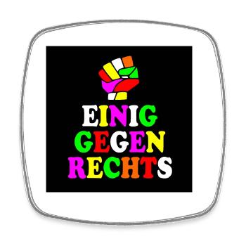 Einig gegen rechts - Viereckiger Kühlschrankmagnet - Weiß - Vorne