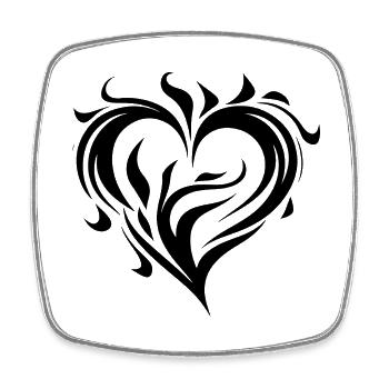 Tatouage d'amour de feu de coeur - Magnet carré - blanc - Devant
