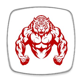Muscles de musculation de tigre - Magnet carré - blanc - Devant