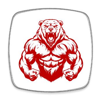 Muscles de l’ours grizzli musculation - Magnet carré - blanc - Devant