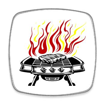 Grill Symbol Logo Fire Grilling - Square fridge magnet - white - Front