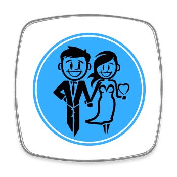 Jeunes mariés, Mariage, Mariée, Marié - Magnet carré - blanc - Devant
