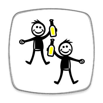 Boire une bouteille de bière - Magnet carré - blanc - Devant