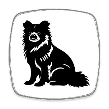 Zwergspitz Hund Pomeranian - Viereckiger Kühlschrankmagnet - Weiß - Vorne
