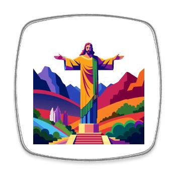 Christ Statue - Viereckiger Kühlschrankmagnet - Weiß - Vorne