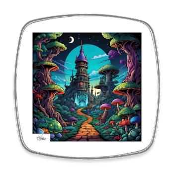 Fantasy land dreamscape - Square fridge magnet - white - Front
