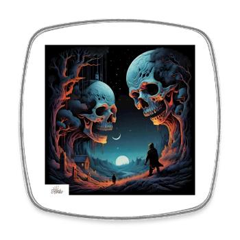 Totenkopf Fantasy Traumlandschaft - Viereckiger Kühlschrankmagnet - Weiß - Vorne