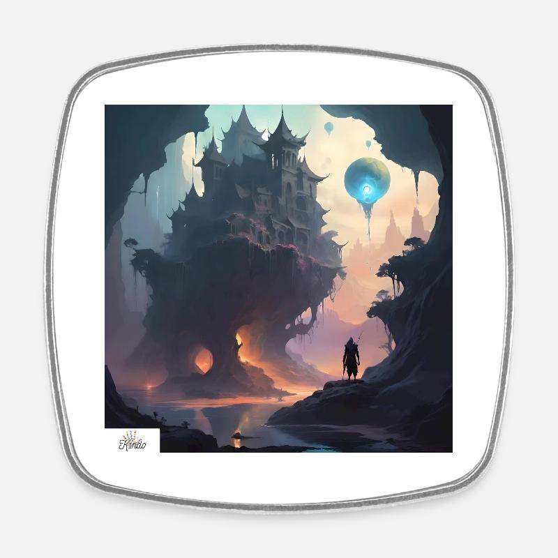 Fantasy castle dreamscape - Square fridge magnet - white