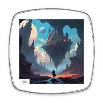 Paysage de rêve de forteresse volante - Magnet carré - blanc - Devant