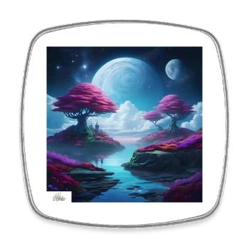 Paysage onirique doux et serein - Magnet carré - blanc - Devant