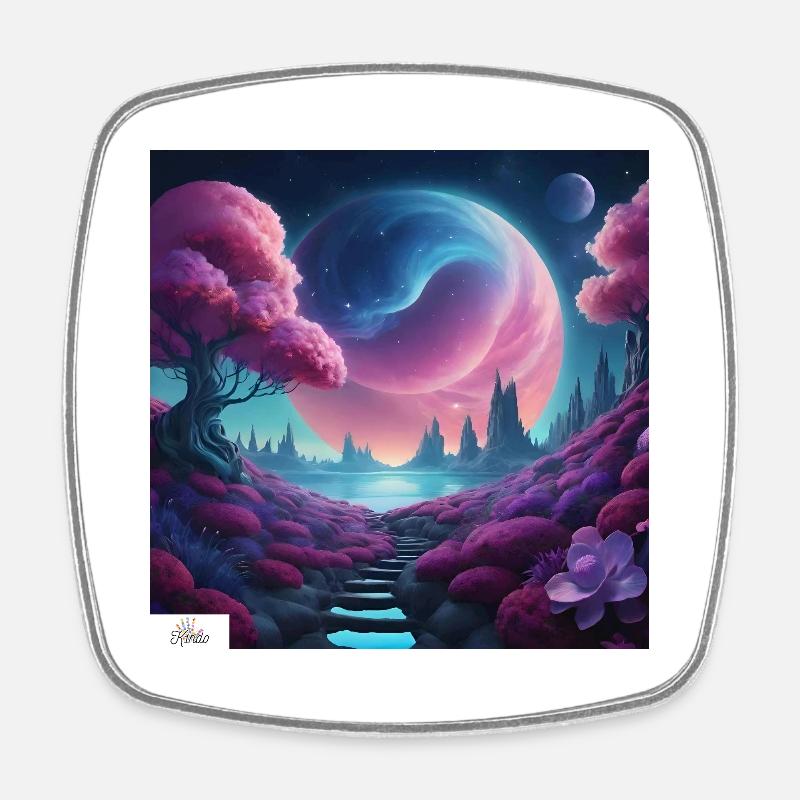 Epic celestial dreamscape - Square fridge magnet - white