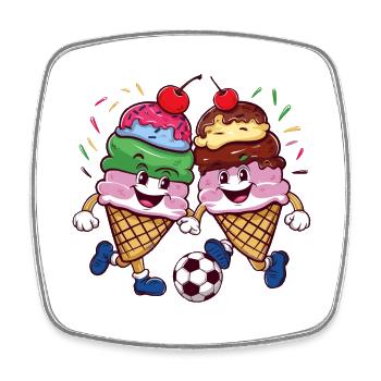 Sommer Sonne Fussball lachende kickende Eistüten - Viereckiger Kühlschrankmagnet - Weiß - Vorne