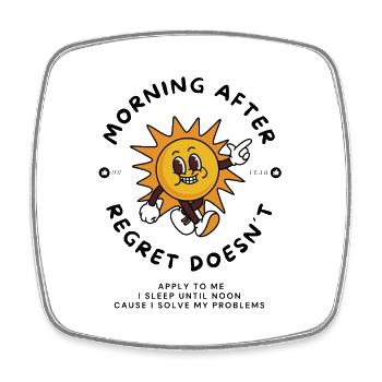 Solving regrets cartoon - Square fridge magnet - white - Front