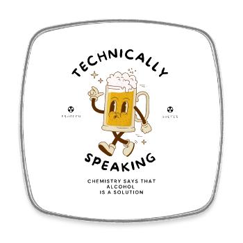Alcohol solutions cartoon - Square fridge magnet - white - Front