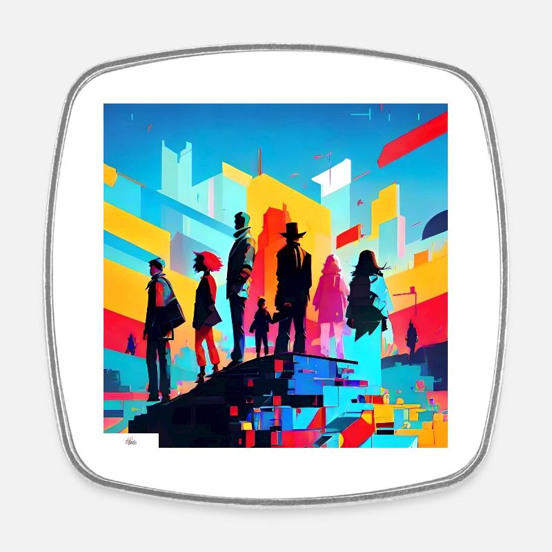 Metaverse Friends - Square fridge magnet - white