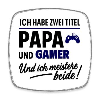 Papa und Gamer Vatertag - Viereckiger Kühlschrankmagnet - Weiß - Vorne
