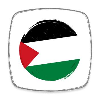 Drapeau de la Palestine rond _ Flag round in shape - Magnet carré - blanc - Devant