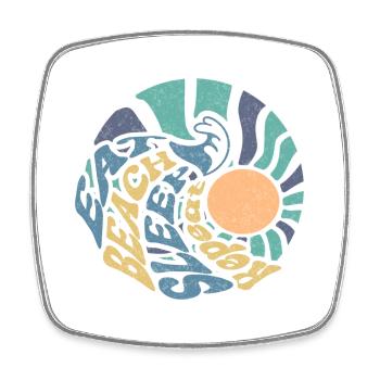 Eat Beach Sleep Repeat Retro Wave - Square fridge magnet - white - Front