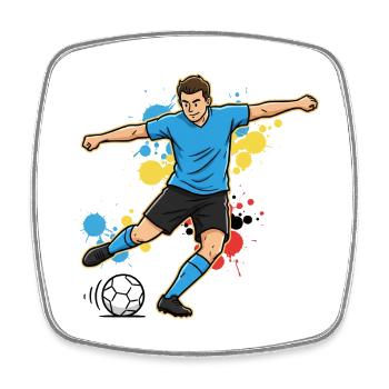 Kicker in a splash of color soccer player - Square fridge magnet - white - Front
