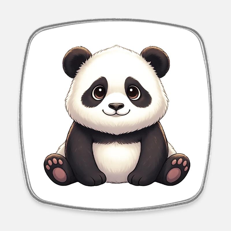 Panda Smiling Plush - Viereckiger Kühlschrankmagnet - Weiß